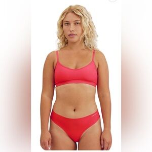 Organic Basics Naked Rib Thong Strawberry Sz L Seamless Ribbed NEW
